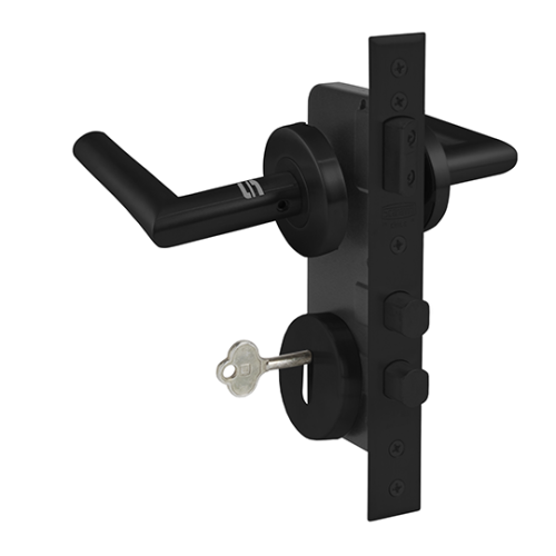 CERRADURA EMBUTIR - 2 MANILLAS-DORMITORIO -NEGRO