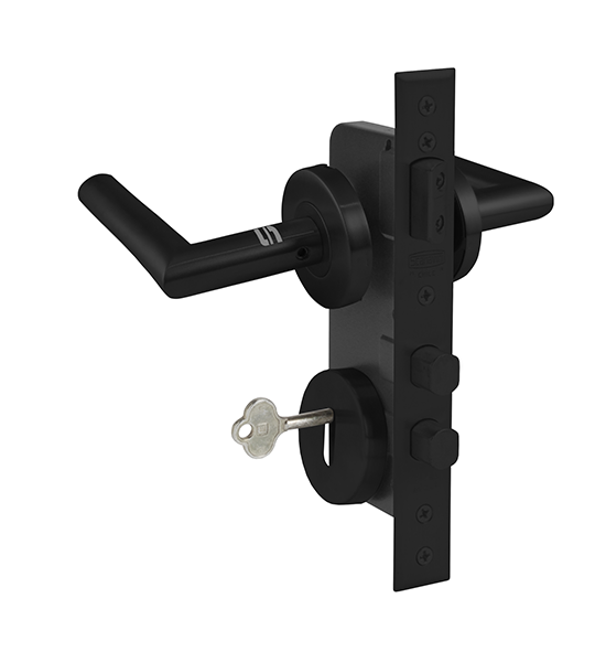 CERRADURA EMBUTIR - 2 MANILLAS-DORMITORIO -NEGRO