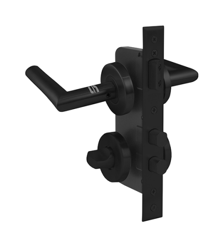 CERRADURA EMBUTIR - 2 MANILLAS - BAÑO - NEGRO