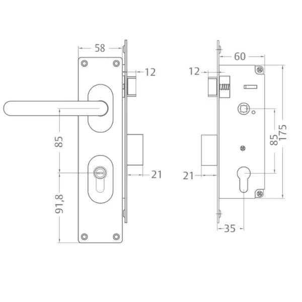 CERRADURA EMB. YALE ROMA OVAL B-35 OF. CIL. MULT. INOX
