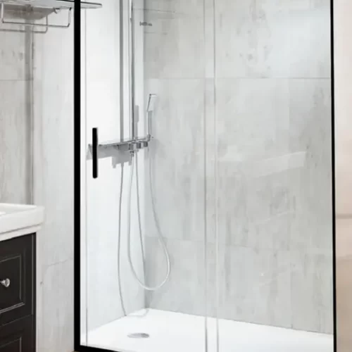 MAMPARA CORREDERA 1300X1850 NEGRO TEMPLADO 6MM BATH CO.