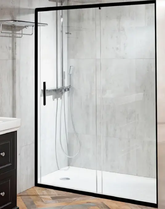 MAMPARA CORREDERA 1300X1850 NEGRO TEMPLADO 6MM BATH CO.