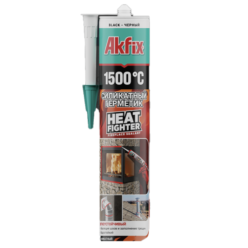 SILICONA ALTA TEMPERATURA (1500°C) 280ML. HEAT NEGRA AKFIX