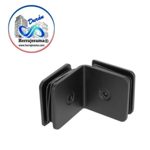 CLIP 90° UNION VIDRIO VIDRIO NEGRO BRUKEN