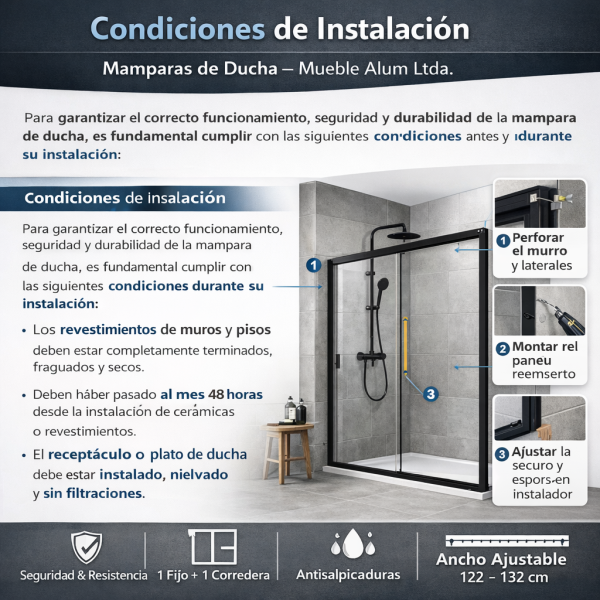 MAMPARA MALVE CORREDERA 150X185 NEGRO