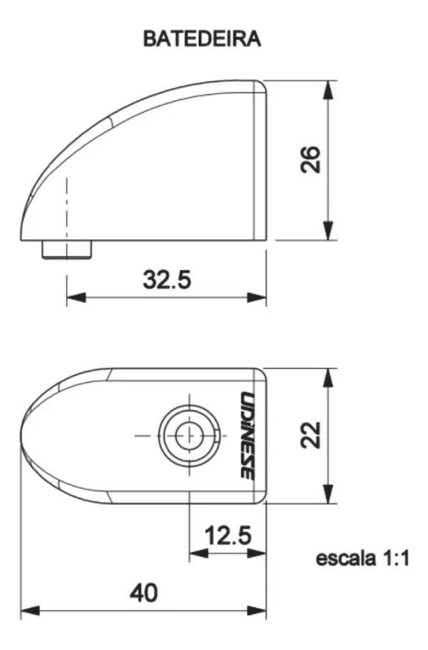 TOPE CORREDERA UNIVERSAL NEGRO UDINESE