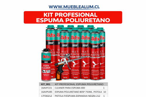 e080ffee-92eb-425f-8fd8-7acd63771610 KIT PROFESIONAL ESPUMA POLIURETANO PIST+LIMPIADOR+10 ESPUMAS