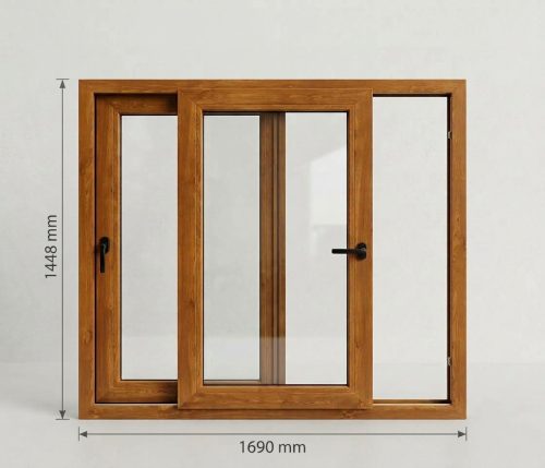 Ventana PVC Roble Dorado 1690 x 1448